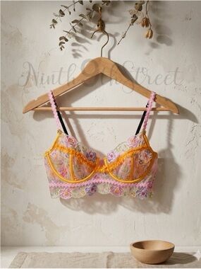 For Love & Lemons Sorbet Rose Underwire Bra Small Longline NWT